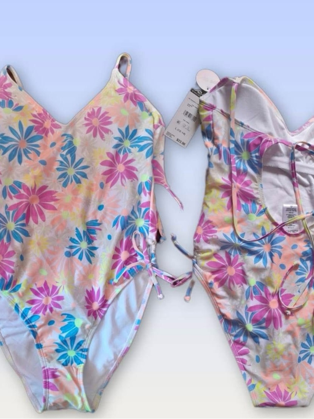 ☀️ Floral Tie-Side One-Piece Swimsuit - Pink Multi
